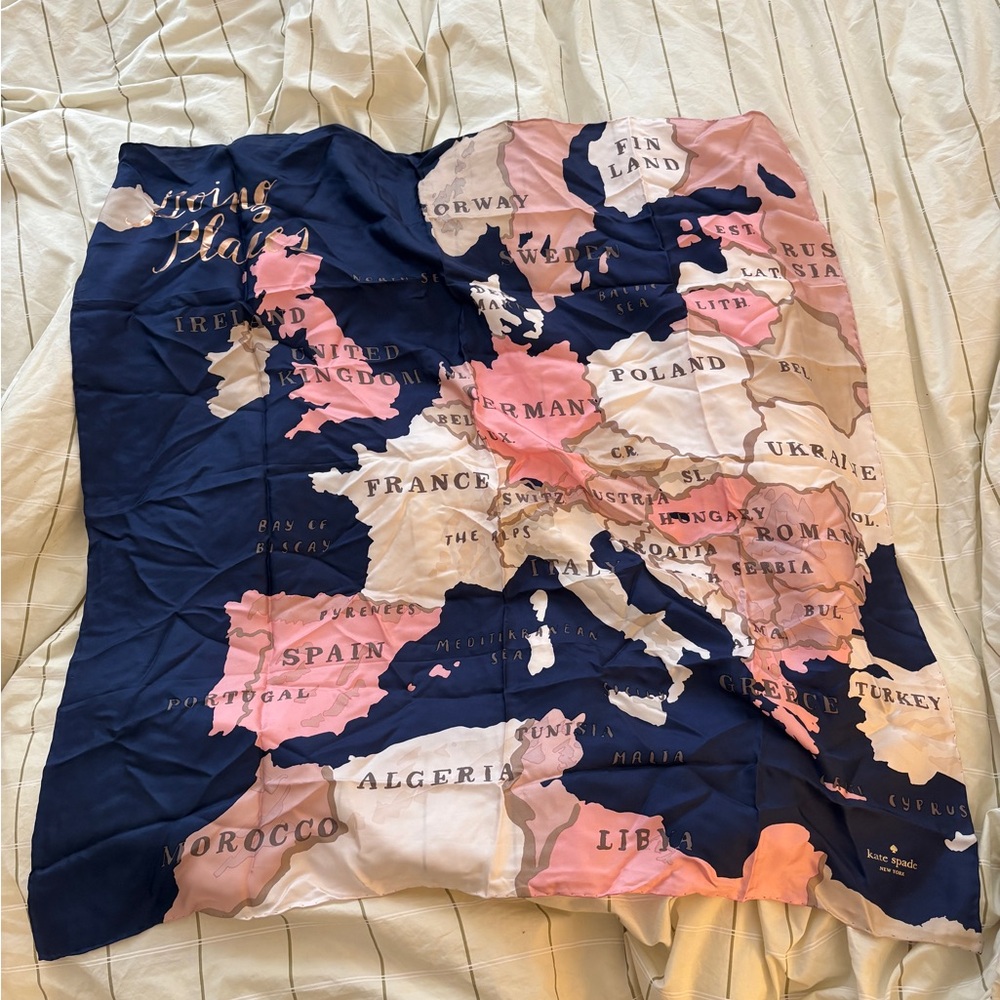 Kate Spade Navy and Pink Silk Scarf